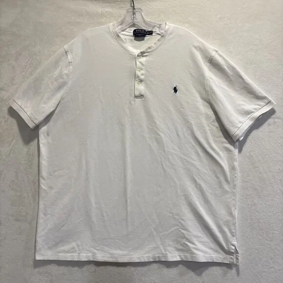 Polo Ralph Lauren Henley Shirt Men's XXL White Short Sleeve Featherweight Mesh - Picture 1 of 15